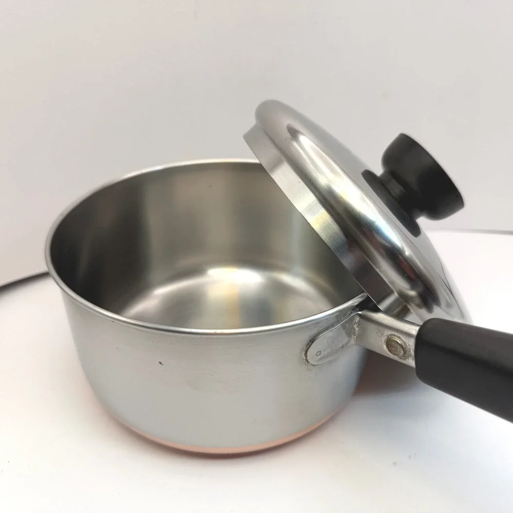 Vintage‎ Revere Ware Double Ring Clinton IL 1 Qt Copper Clad Saucepan w Lid
